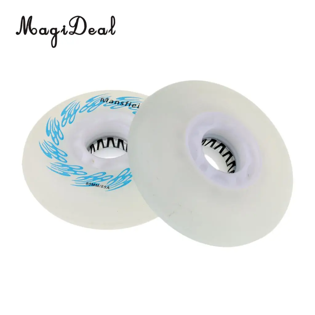 MagiDeal 2 Pieces LED Light Up Inline Sliding Flash PU Roller Skate Wheel 80mm