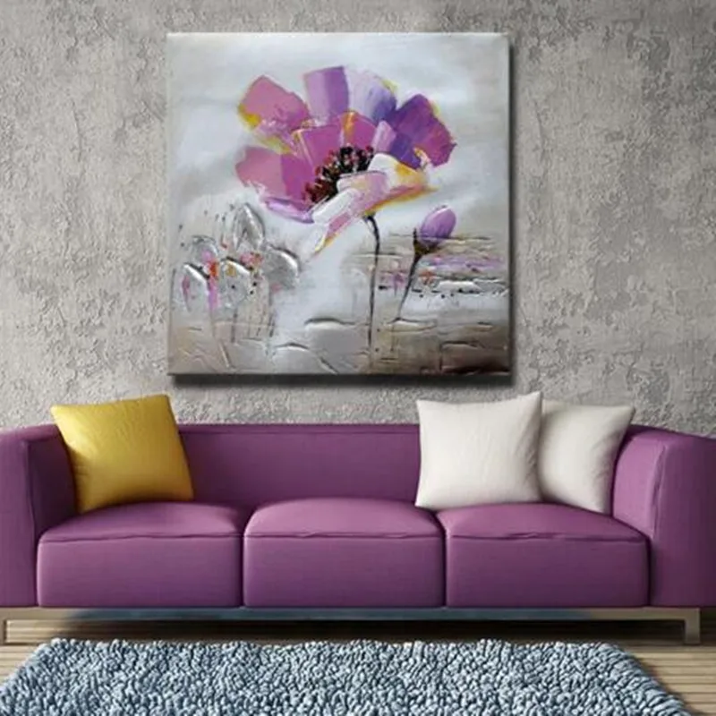 

Hand Painted Flower Oil Painting Large Knife Floral Pictures Modern Abstract Wall Art Home Decor Handpainted Canvas Paintings
