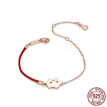

Pig Friendship Bracelet 925 Sterling Silver Red Cotton Rope Bracelets For Women 12 Year Old Girls Birthday Gift Bsb011