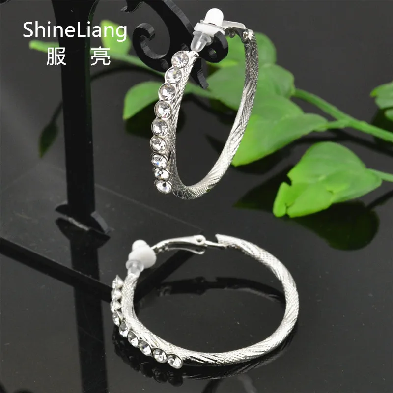 

Clip on the ear ring No hole Without piercing Rhinestone Earring for women Youth student girl Fashion female gold silver jewelry