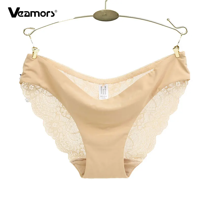 

VEAMORS Women's Sexy Lace Panties,Ultra-Thin Transparent Flower Patterned,Seamless Cotton Comfortable Hollow Briefs Underwear