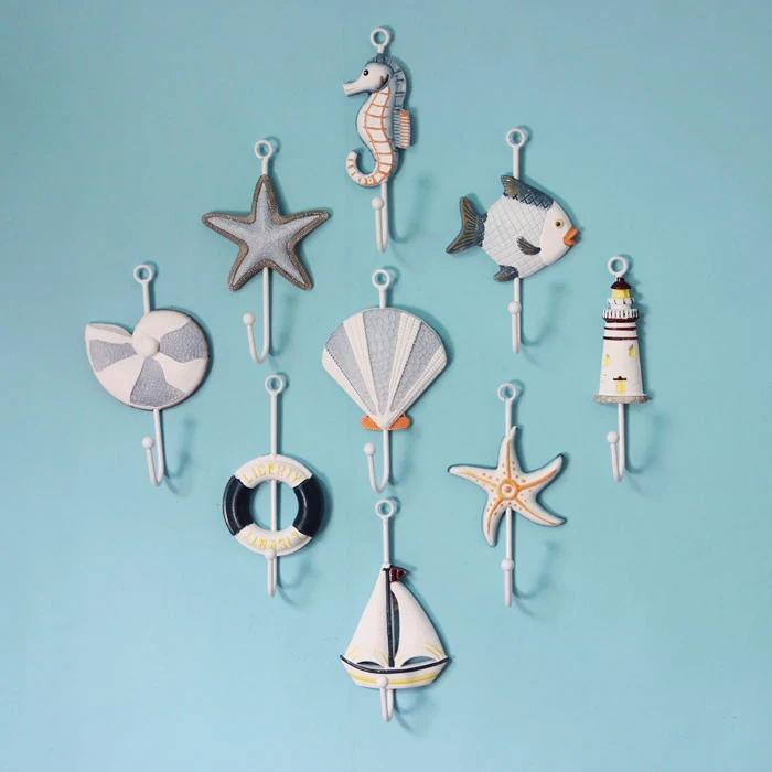 

Free Shipping! 3pcs/lot Mediterranean Sea Shell Star Fish Wooden & Resin Wall Hook Coat & Hat Hanger Home & Wall Decor Craft