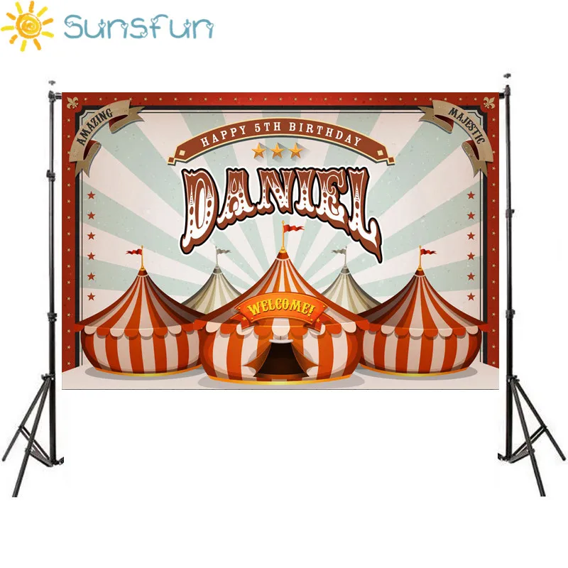 

Sunsfun 5x3ft Personalized Carnival Backdrop Comunion Decoracion Circus Birthday Party Banner Baby Shower Background 150x90cm