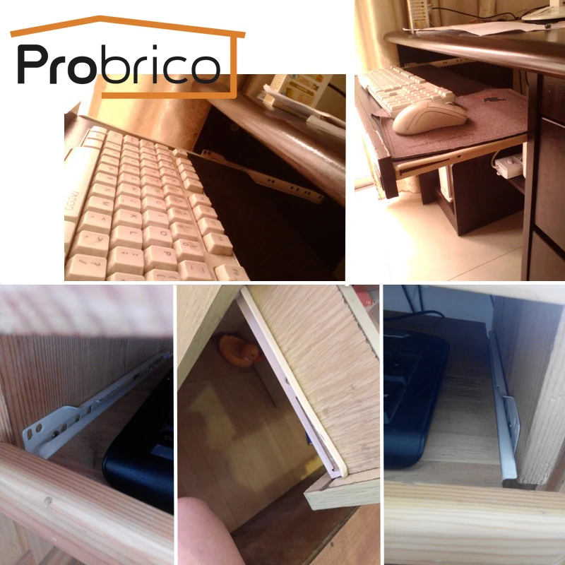 Probrico 2 пары выдвижных ящиков клавиатуры DSMH102-20 Сталь белая Длина 500 мм 2" мебельный шкаф кухонный шкаф выдвижные ящики