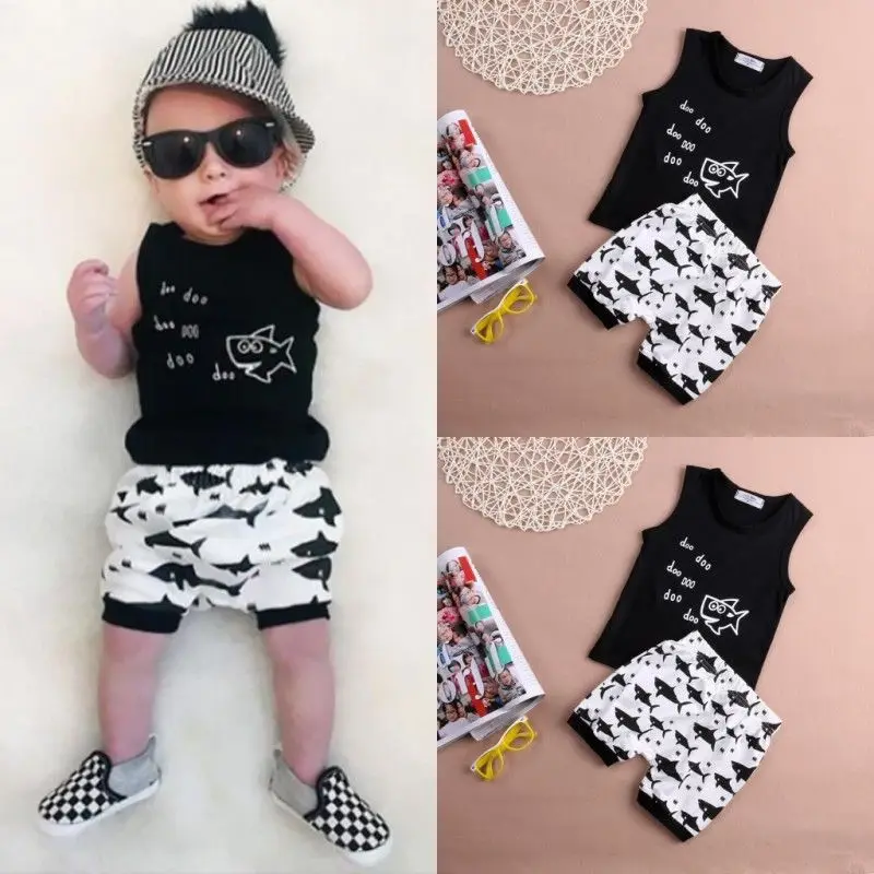 

Summer baby girl Boys clothes cotton Sleeveless Vest letter baby boy clothing sets + T shirt