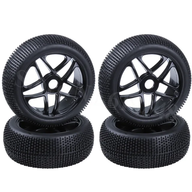 Cheap 4pcs 115mm RC 1/8 Off-Road Buggy Tires & Wheels Rim 17mm Hub For HSP HPI Redcat Racing Model Car