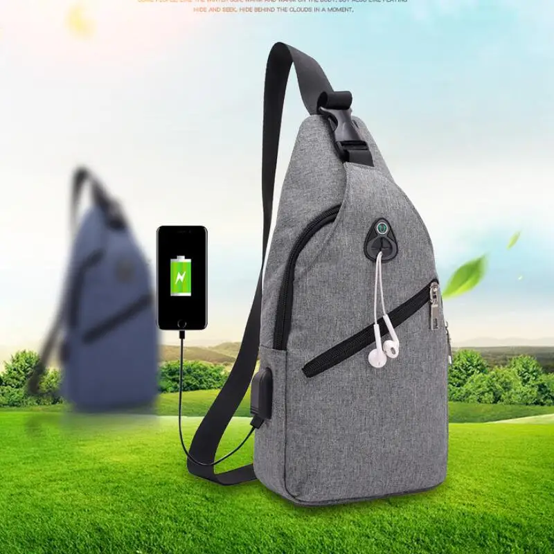 Z.L.D.new USB Men's chest bag new simple canvas chest bag Men's usb casual small cross bag mens Shoulder Messenger Bag Z.L.D.new USB Men's chest bag new simple canvas chest bag Men's usb casual small cross bag mens Shoulder Messenger Bag