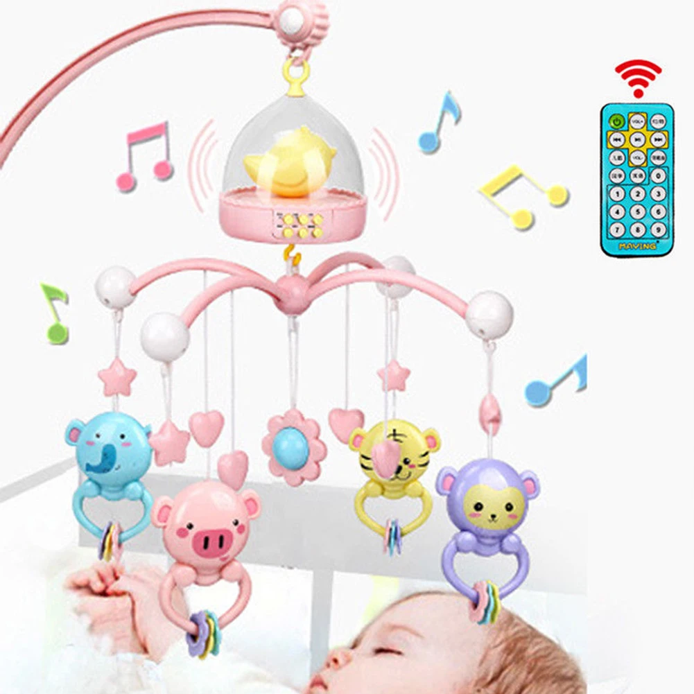 

Educational Toy Set Bed Bell Mobile With Controller Funny Newborn Non-toxic Musical Playing Baby Crib Ring Hanging Night Lights