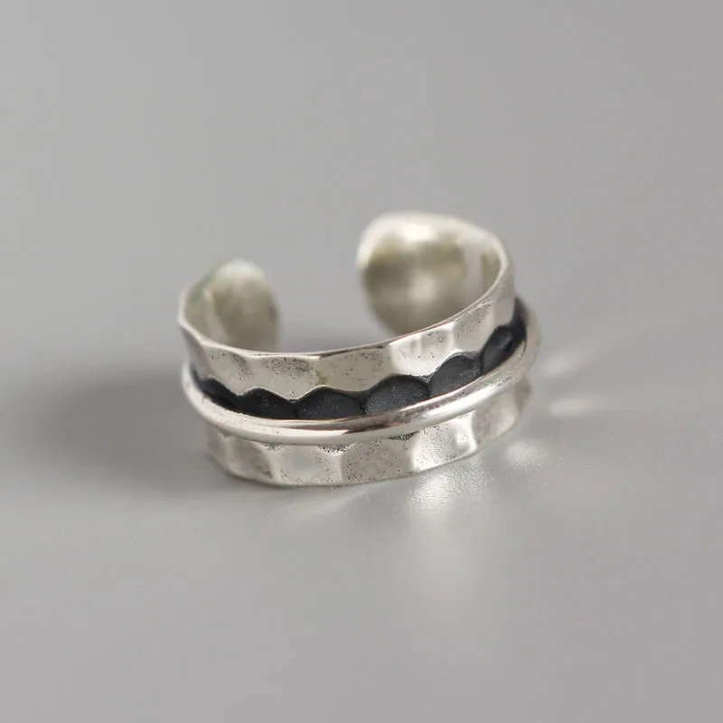 

XIHA Genuine 925 Sterling Silver Ring for Women Wide Simple Geometric Open Adjustable Finger Rings Band Fashion Jewelry