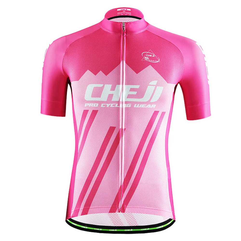 Pink Men's Retro Cycling Jersey Reflective Bicycle Clothing Mtb Bike