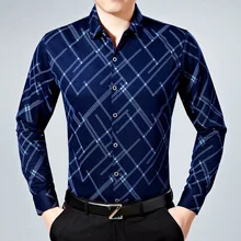 Высококачественный весенний осенний деловой мужской тонкий полиэстер волокно полосатый открытый стежок тонкие рубашки мужские s Топы Одежда B16008