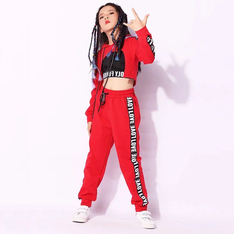 Kids Hip Hop Dance Costumes - Girls Long Sleeve Sports Suit with Bright Hooded Outfits for Modern Jazz and HipHop Dancing - Top and Pants image 3