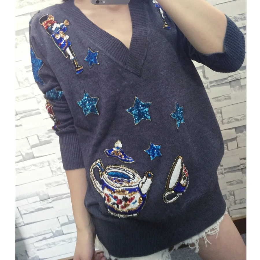 deep v neck women sweaters