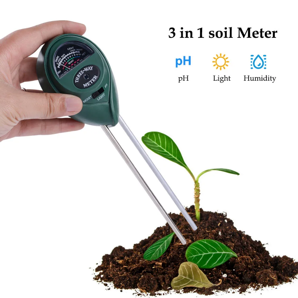 

10 Pcs/Lot Three-in-one Round Head Soil Instrument Gardening Instrument Soil Tester Hygrometer / Measuring PH Ph Value / Light