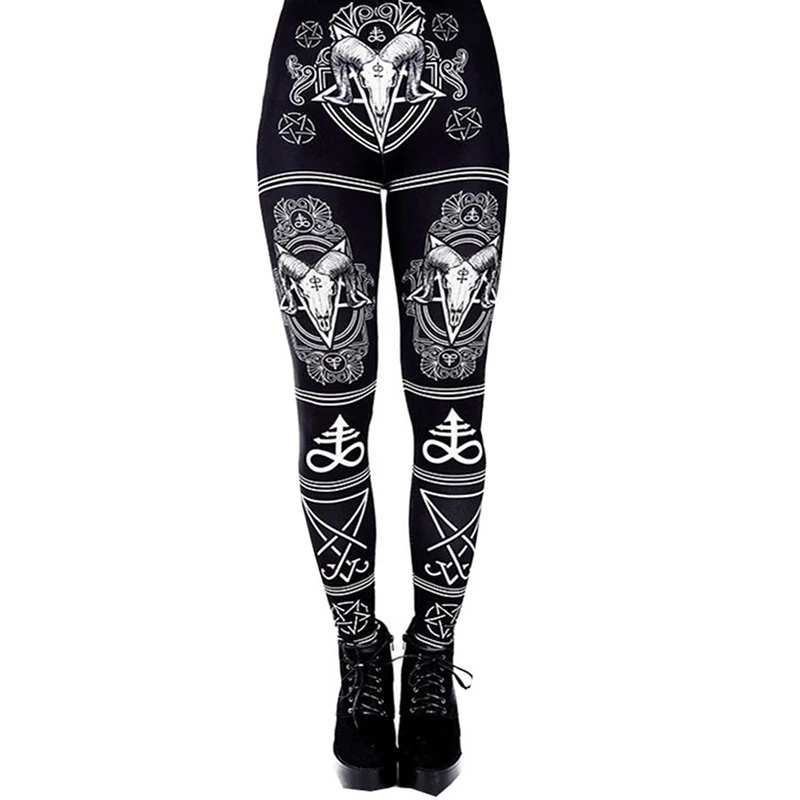 

Summer Women Fitness Leggings Streetwear Gothic Print Casual Leggins Push Up Sexy Plus Size 5XL Workout Black High Waist Legging