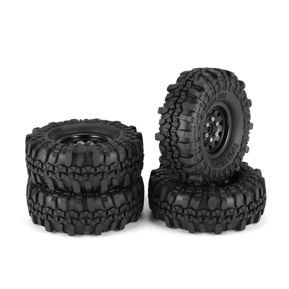 

4Pcs 1.9 Inch 110mm Rubber Tires Tire with Metal Wheel Rim Set for 1/10 Traxxas TRX-4 SCX10 RC4 D90 RC Crawler Car Part