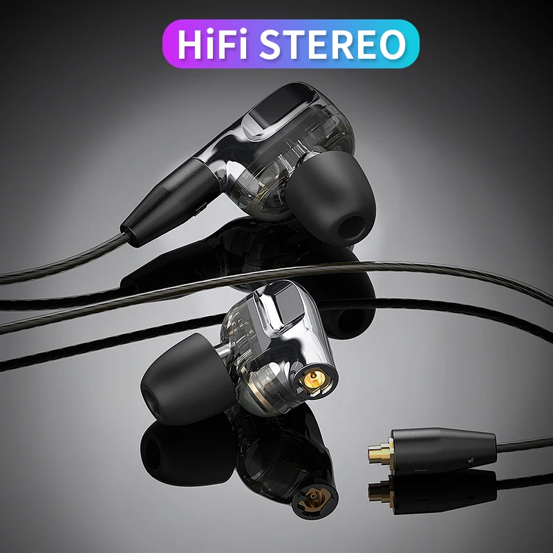 Langsdom D5 стерео Hifi наушники с микрофоном двойной драйвер в ухо вкладыши со съемным