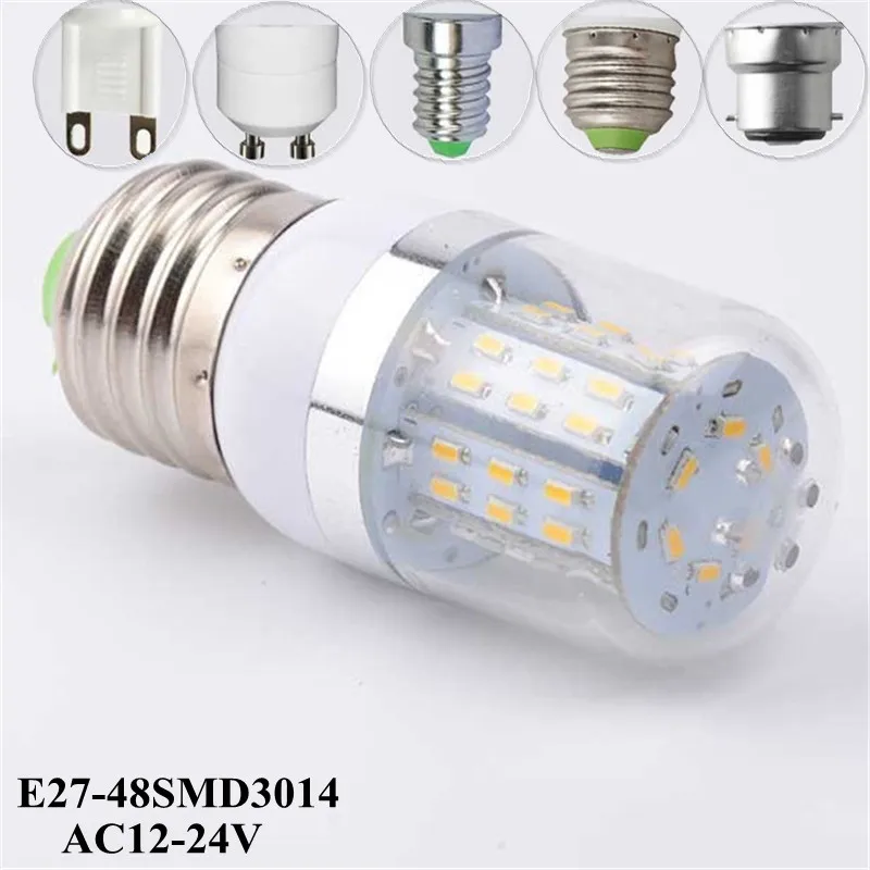 

E27 7W Warm White 48SMD 3014 LED Corn Light 12V-24V AC/DC with 360degree angle Loss sale
