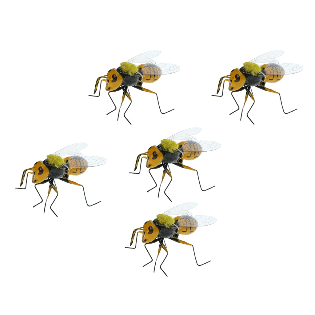 5x Bee Summer Insect Animal Statues Miniature Outdoor Garden Grassland Tree Lawn Ornament Home Decor Gift