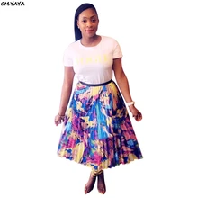 women new summer tie dye paisley print high waist pleated skirt fashion vintage skirts GLJ1816