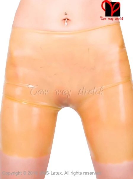 

Plain Sexy Latex long leg boxer shorts Transparent Rubber Bermuda Bottoms KZ-011 XXXL