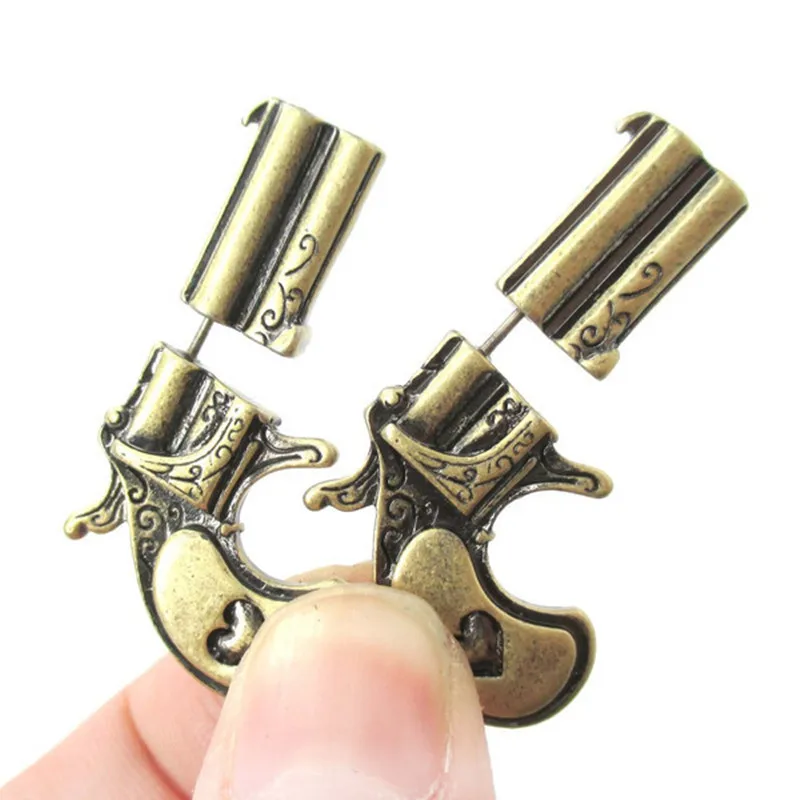 Kinitial-3D-PISTOL-GUN-SHAPED-Stud-Earring-Two-Part-Front-And-Back-Earrings-For-Women-Joyeria