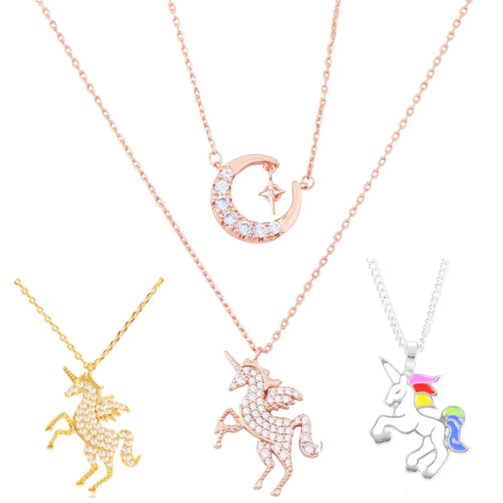 

Crystal Fashion Popular Jewelry Accessories Horse Pendant Gift Enamel Choker Necklace Women CZ Unicorn Necklace