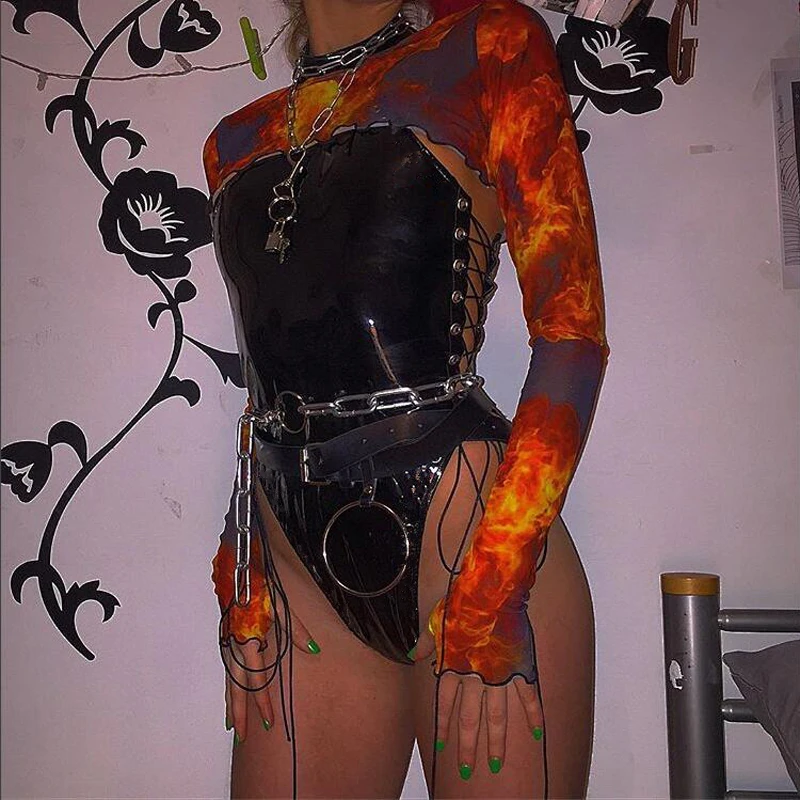 

Women jumpsuit 2018 Spring Women PU leather Bodysuits Sexy sleeveless Beach suit Girl Side lace up halter neck punk Rompers