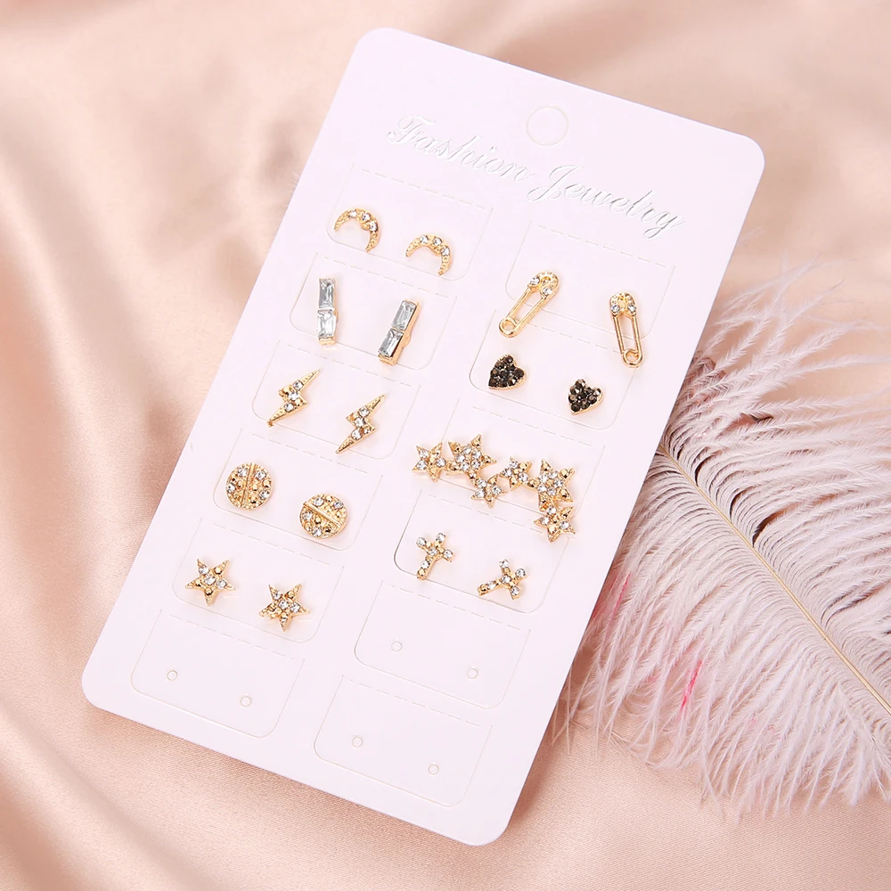9-par-set-Luna-estrellas-coraz-n-rayo-Bijoux-pendientes-del-perno-prisionero-de-cristal-para (4)