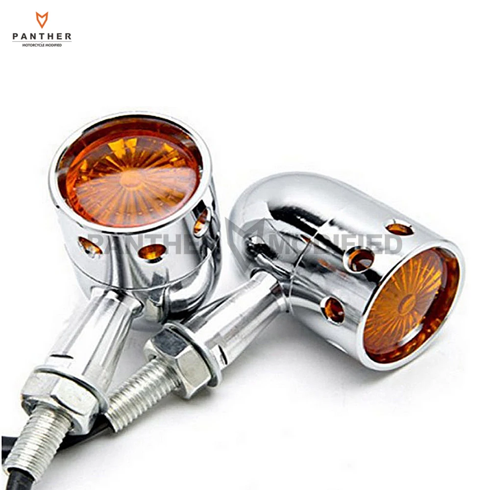 

10mm Chrome Retro Motorcycle Turn Signals Light Bullet Blinker Amber Indicator Light case for Harley Honda Suzuki Yamaha Ducati