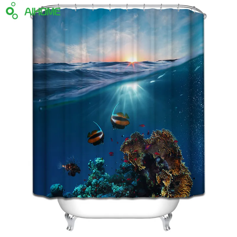 The Underwater World Seabed Fish Shower Curtain 180x180cm/150 * 180 cm