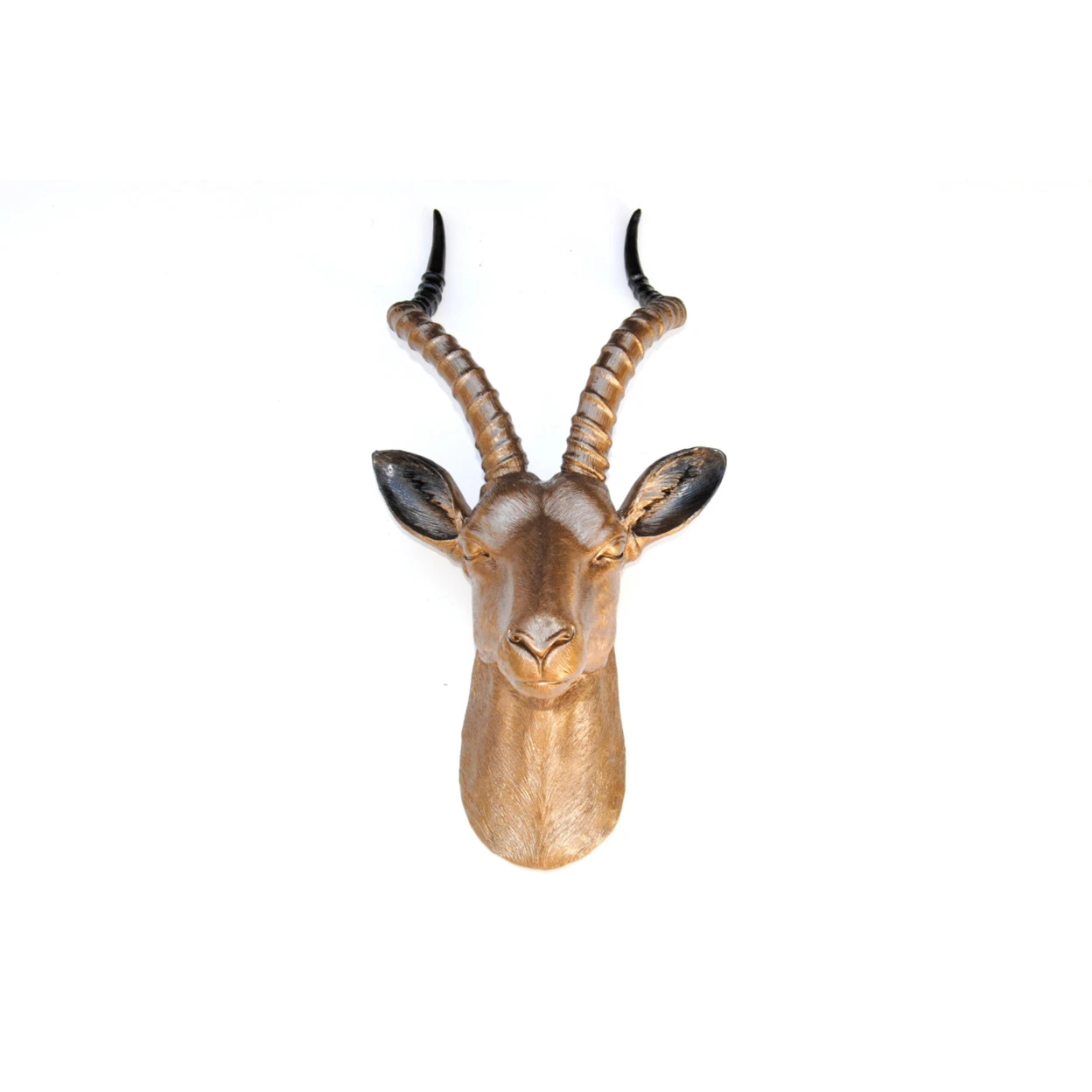 Large Bronze Antelope With Black Accents Wall Mount - Faux Gazelle Wall Hanging - Faux Taxidermy Antelope Wall Decor ANT0912 (1)