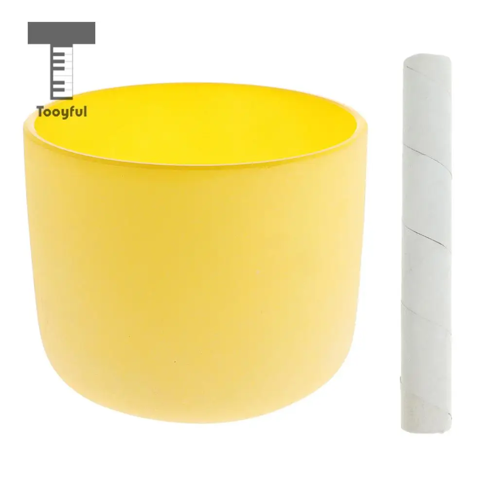 

Tooyful Crystal Singing Bowl E Note for Solar Chakra 7" Yellow with Suede Striker