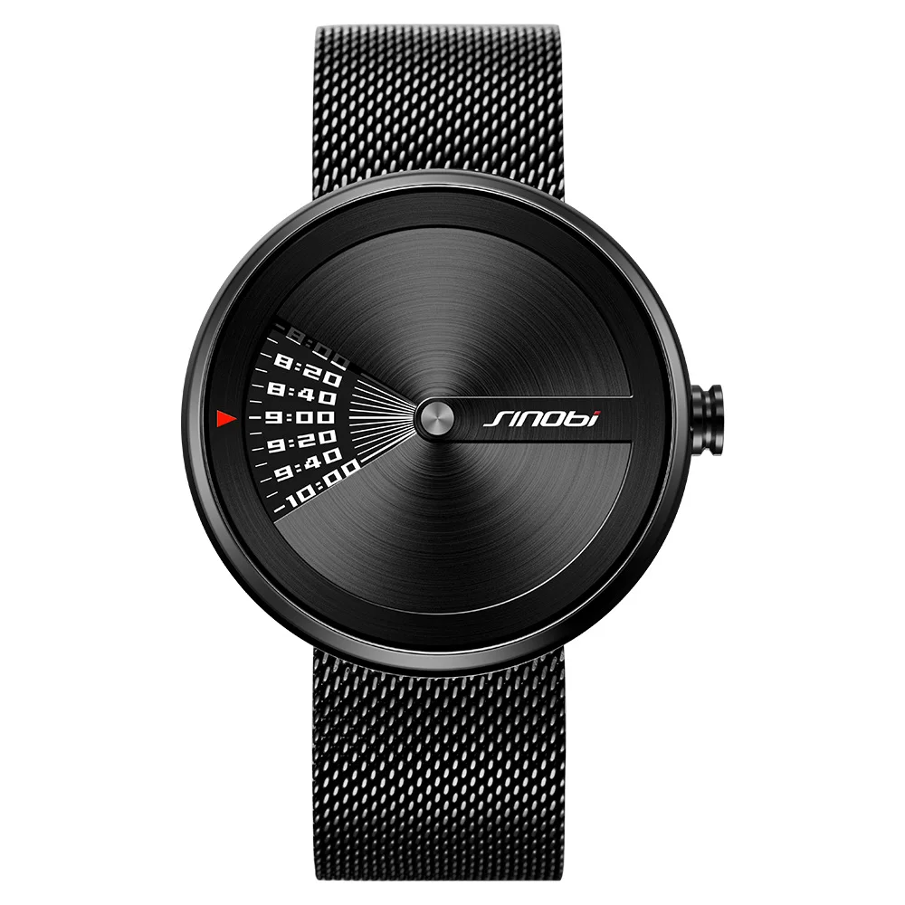 

SINOBI Fashion Original Design Men Watch Simple Business Mesh Steel Creative Wrist Watches Luxury Waterproof Relogio Masculino