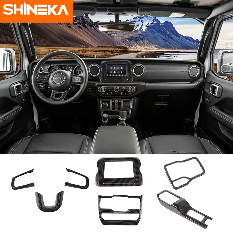 Автомобильные наклейки SHINEKA для Jeep Wrangler JL 2018 комплект из углеродного волокна