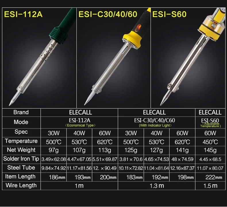 паяльник утюг Esi-s60 220 В 60 Вт внутренний нагрев регулируемая температура припоя паяльник сварки с ес преобразования плагин