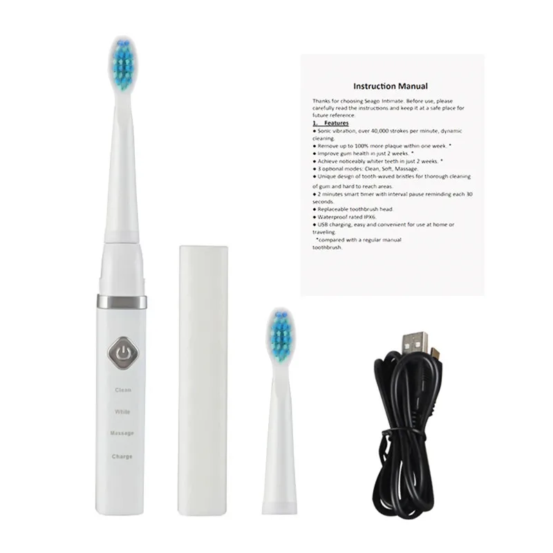 USB Rechargeable Ultrasonic Electric Toothbrush intelligent timing 3