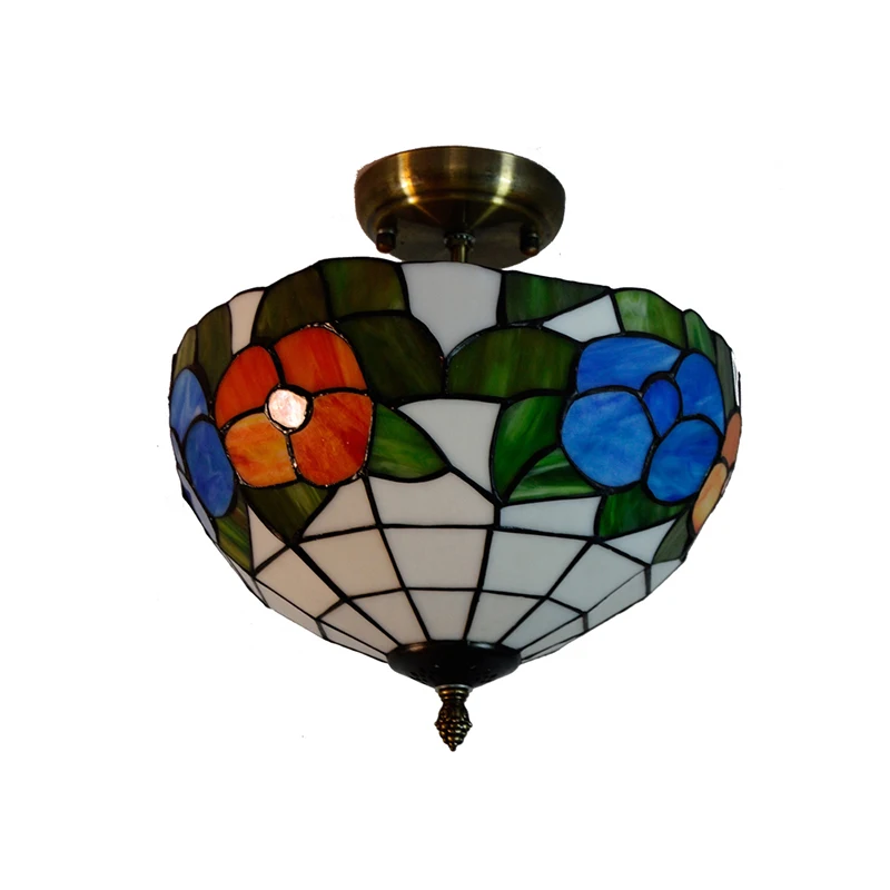 

Tiffanylampe European Flower Pattarn Ceiling Lamp E26/E27 Tiffany Style Light Art Bar Cafe Decor Balcony Aisle Lighting CL324