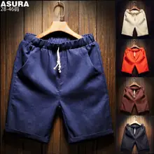 Летние льняные шорты новые мужские пляжные шорты в повседневном стиле Модные мужские бермуды Брендовые мужские больших размеров M-5XL