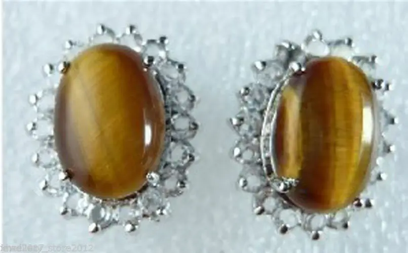 

hot sell new - Hot sale new Style >>>>beautiful Jewelry brown Tiger's-eye stud Earrings pair