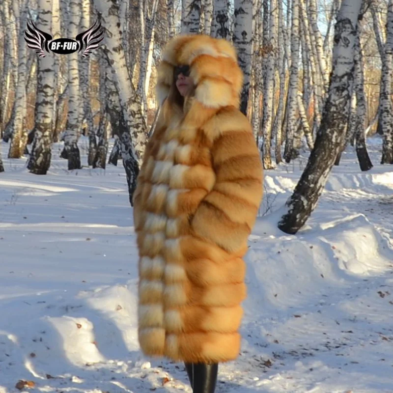 Женская куртка BFFUR, из натурального меха лисы, большого размера Женская куртка BFFUR, из натурального меха лисы, большого размера