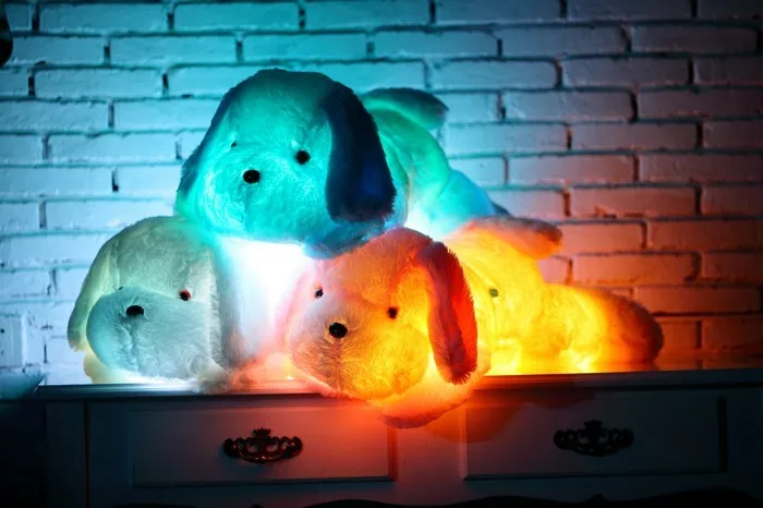 35/50 см Kawaii световой собака плюшевая Тедди Куклы игрушки Красочный Светодиодный светящийся щенок собака мягкие игрушки Для детей подарок на день рождения