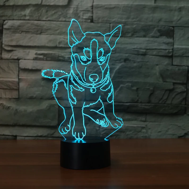 

7 Colors Lightings Children's Bedside Sleep Room Table Desk Lamp 3D Husky Modelling LED USB Dog Changing Night Light Decor Gifts