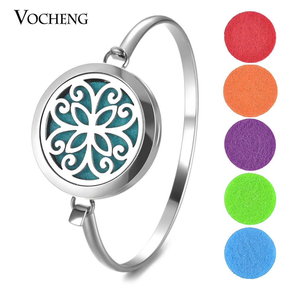 

Perfume Essential Oil Diffuser Locket Bracelet 316L Stainless Steel Bangle Magnetic Randomly Send 10pcs Oil Pads as Gift VA-567