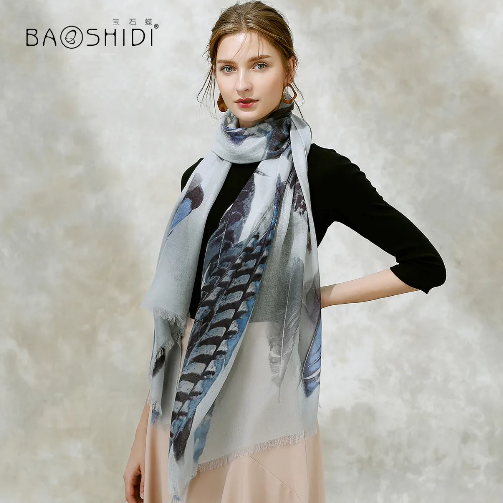 [BAOSHIDI] 100 cashmere Scarf, 2017 winter luxury brand women shawl
