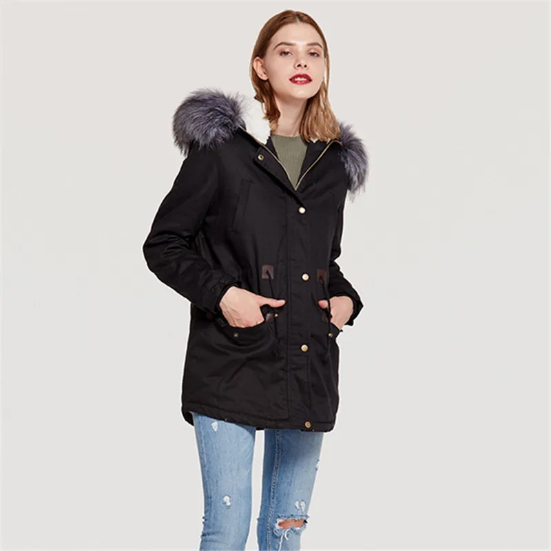 Bleu 2018 Green marine D'hiver Parkas Chaud Femmes Hiver army Poches Noir Coréenne La Style Taille Plus gris Long KJulcT1F3