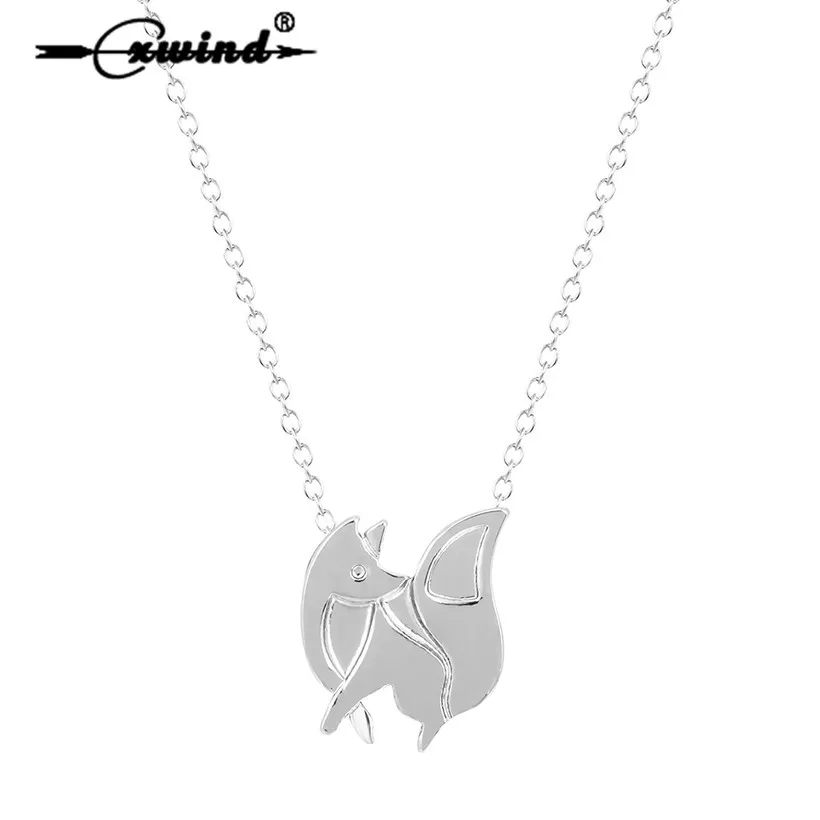 

Cxwind Gold Silver BABY FOX SHAPED SILHOUETTE PENDANT NECKLACE for Women Statement Animal Necklace Charms Collar Bijoux