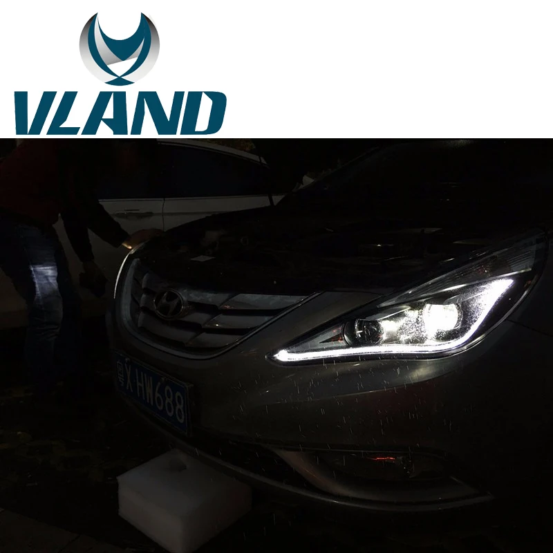 Clearance VLAND Factory For Car Head Lamp For Sonata 2011 2012 2013 2014 2015 LED Headlight With Day Ligth DRL H7 Xenon Lamp Plug And Play 4