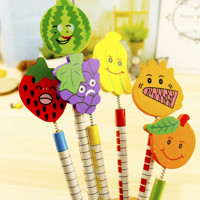60 шт./лот, деревянный карандаш для детей, мультяшный креативный кукольный весенний карандаш, рождественский подарок, офисные принадлежности для школьников