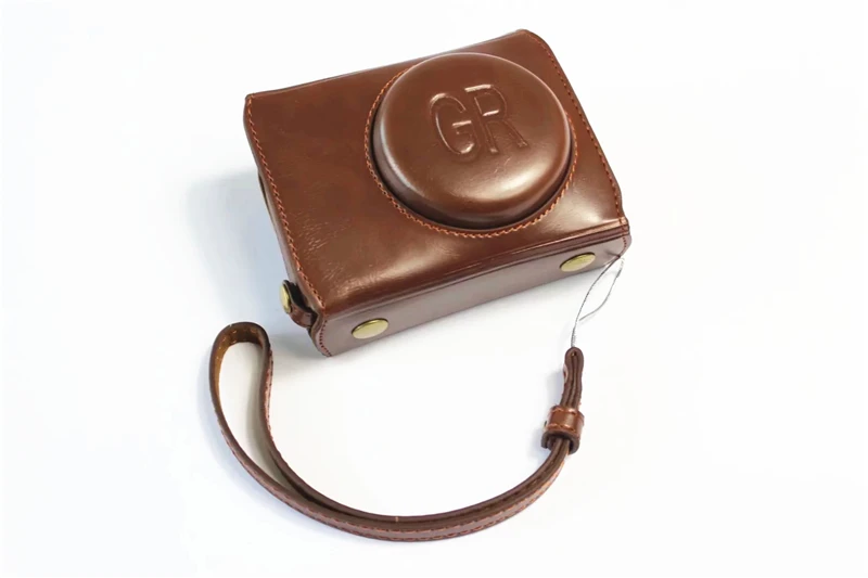 

New Luxury PU Leather Video camera case bag For Ricoh GRIII GR3 GR-3 Wrist strap Open battery 3 Color
